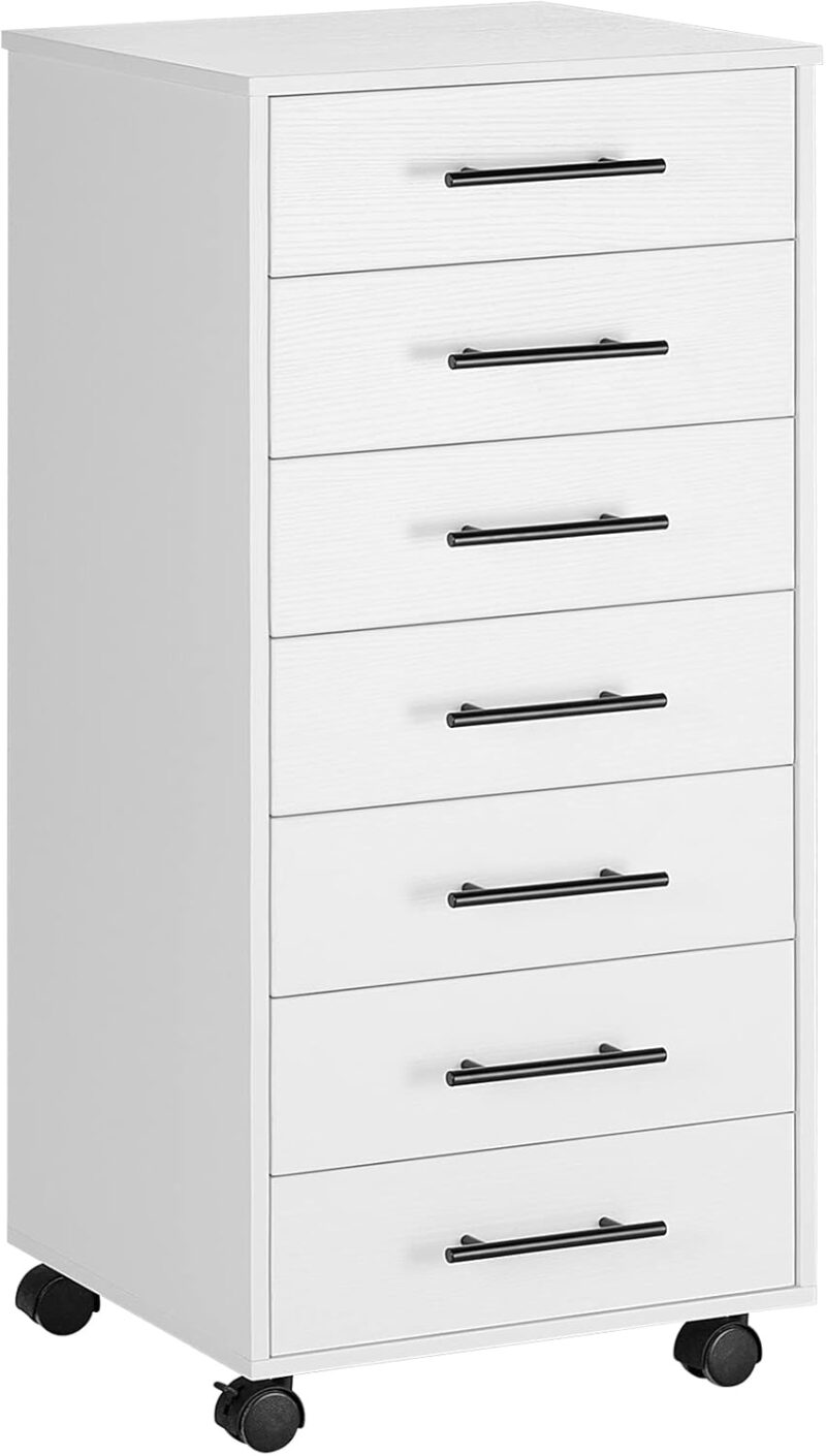 7-Drawer Chest, File Cabinet, Wooden File Cabinet, Office Cabinet with Drawers, Storage Cabinet, for Home Office, Study, Easy Assembly, White