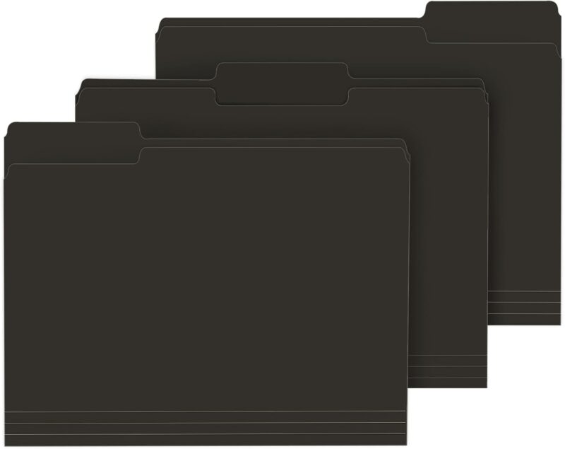 File Folder,  120 Pack File Folder, 1/3 Cut Tab, Letter Size, Filing Folder for Office School Business, Black
