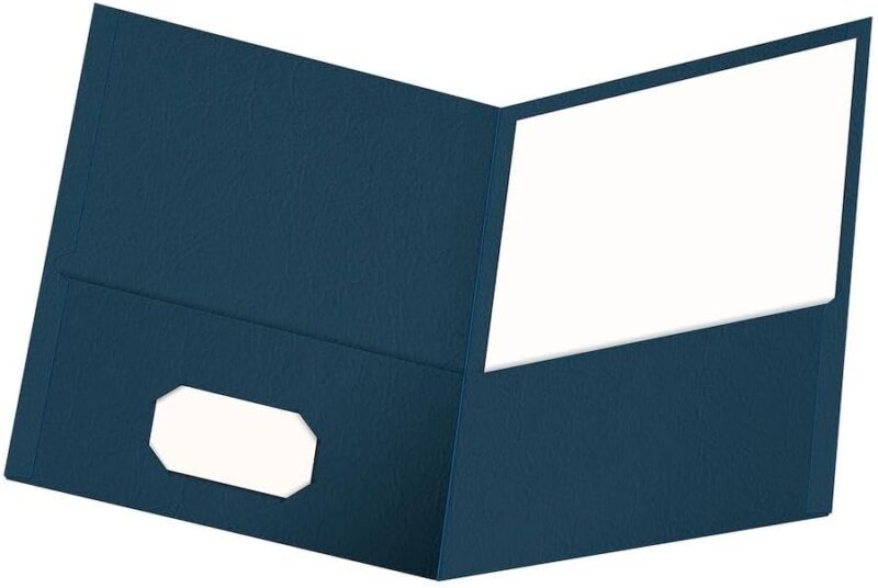 Twin-Pocket Folders, Textured Paper, Letter Size, Dark Blue, Holds 100 Sheets, Box of 25 (57538EE)
