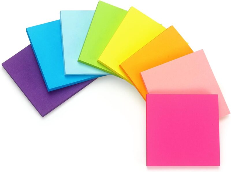 24 Pads Sticky Notes 8 Bright Color Self-Stick Notes 3 in x 3 in, 60 Sheets/Pad - Image 2