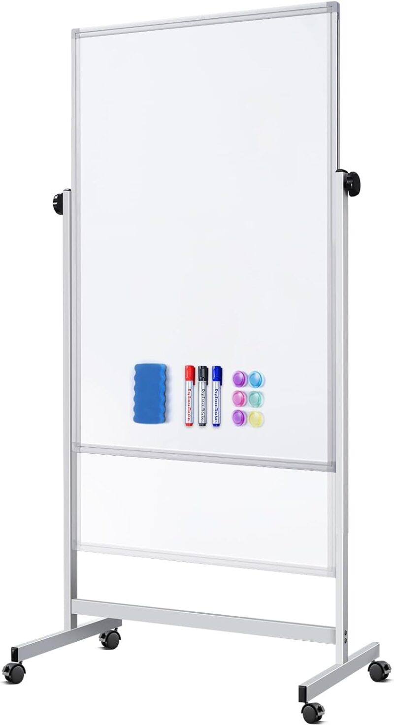 Mobile Whiteboard 32 x 48 inches Height Adjus Dry Erase White Board ing Easel Whiteboard on Wheels  Magnetic Whiteboard withfor Office Home and Classroom