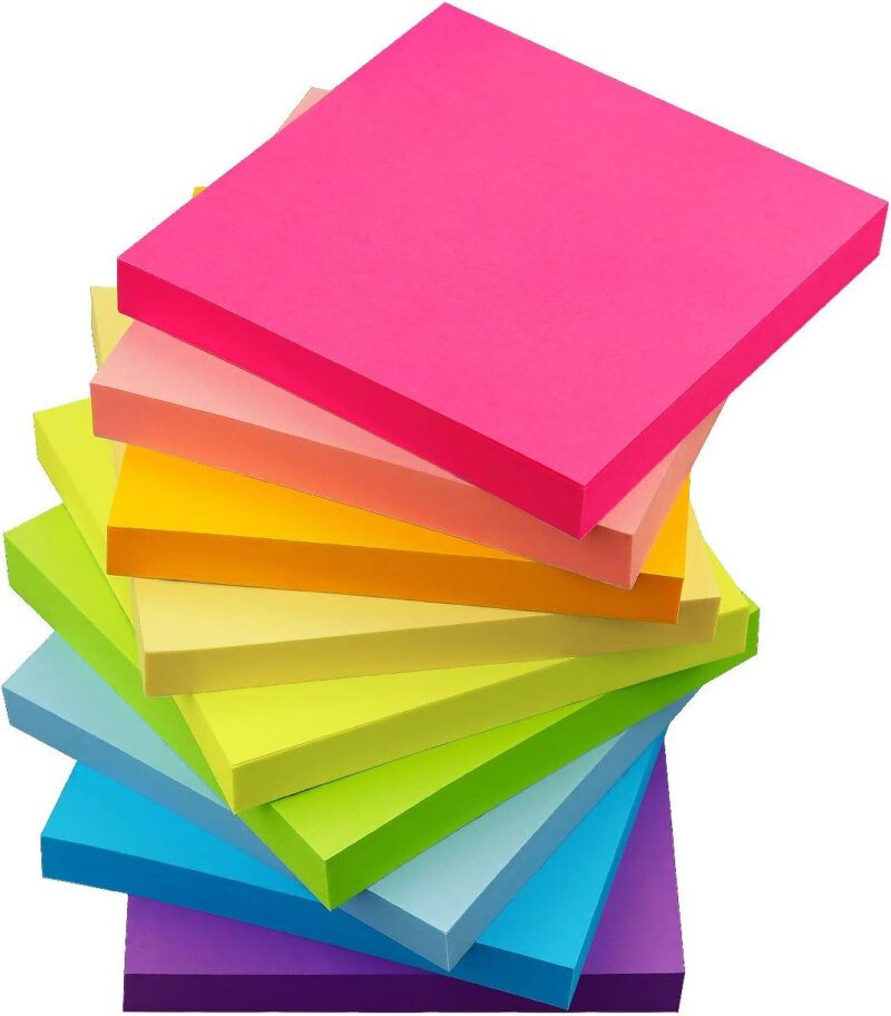 Sticky Notes 3 x 3 Inches 9 Bright Color 9 Pad Self-Stick Notes, 70 Sheets/Pad