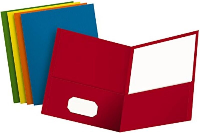 Two-Pocket Folders, Assorted Colors, Letter Size, 25 per box (57513)