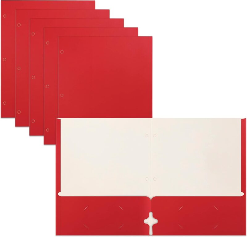 Two Pocket Portfolio Folders, 50-Pack, RED, Letter Size Paper Folders, 50 Pieces, Red