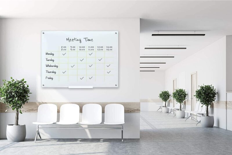 Glass Whiteboard 46 x 34 inch (4' x 3') Glass Dry Erase Board for Wall Fraess Large Office Wall Mount Frosted White Board for Work Home and School with Marker Tray Includ - Image 2