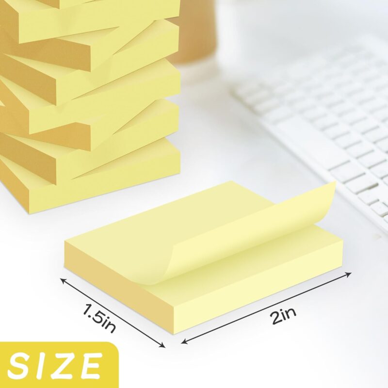 Mini Sticky Notes 1.5x2 in, 36 Pad Canary Yellow Strong Adhesive Post, Suitable for School, Home, Office, Clean Removal - Image 2