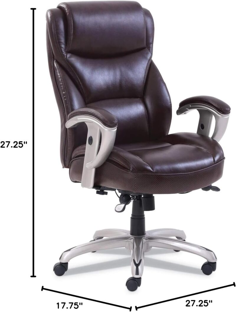 Big and Tall Task Chair, Supports Up to 400 Lb, 19.5" to 22.5" Seat Height, Brown Seat/Back, Silver Base - Image 2