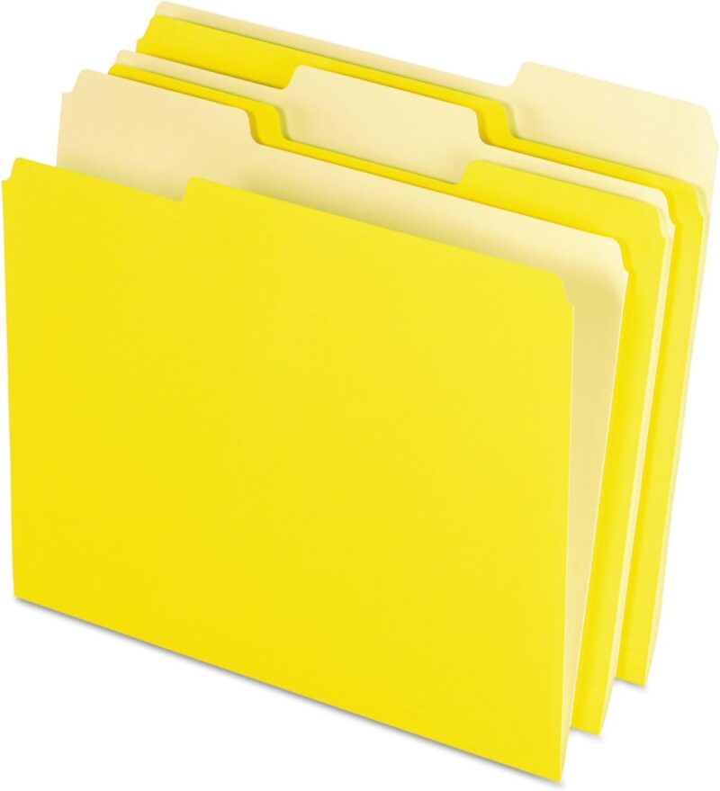 Two-Tone Color File Folders, Letter Size, Yellow, 1/3 Cut, 100 per box (152 1/3 YEL)