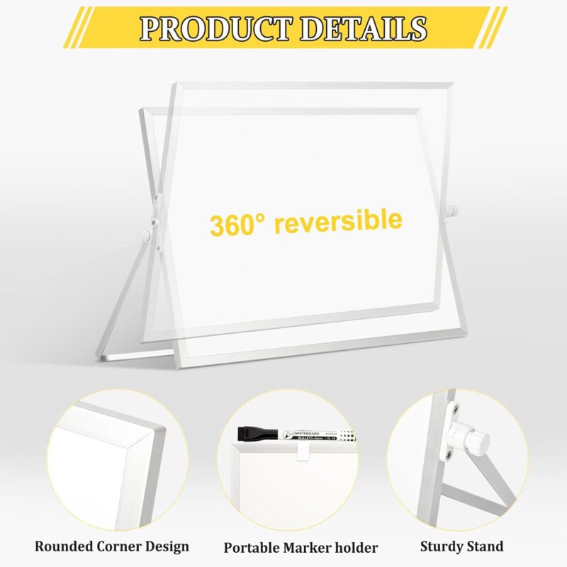Dry Erase Magnetic White Board 16" x 12" Whiteboard with Small Whiteboard Set for Drawing Office Home School - Image 2