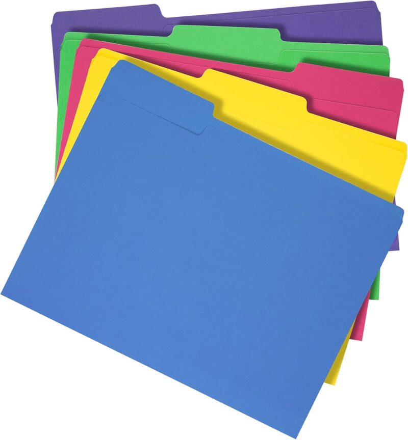 File Folders, Letter Size, Heavyweight 1/3-Cut Tab Assorted Colors, 50-Pack - Image 2
