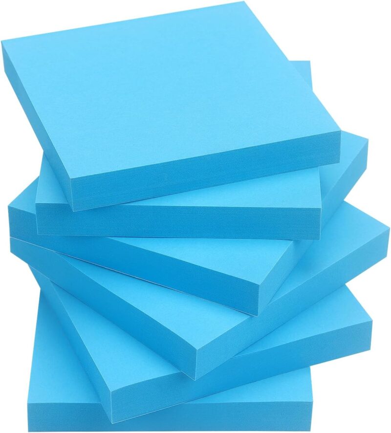 Sticky Notes 3x3 Self-Stick Notes Pads with 6 Bright Colors, Easy to Post for Office, Shool, Home, 6 Pads/Pack, 100 Sheets/Pad (Blue) - Image 2