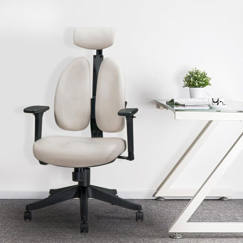 Ergonomic Office Chair with Dual Back Support, Home Office Desk Chairs, Swivel Computer Chair, Comfy Chair with Dynamic Double Lumbar Support 4D Arm Rest (Gray) - Image 2