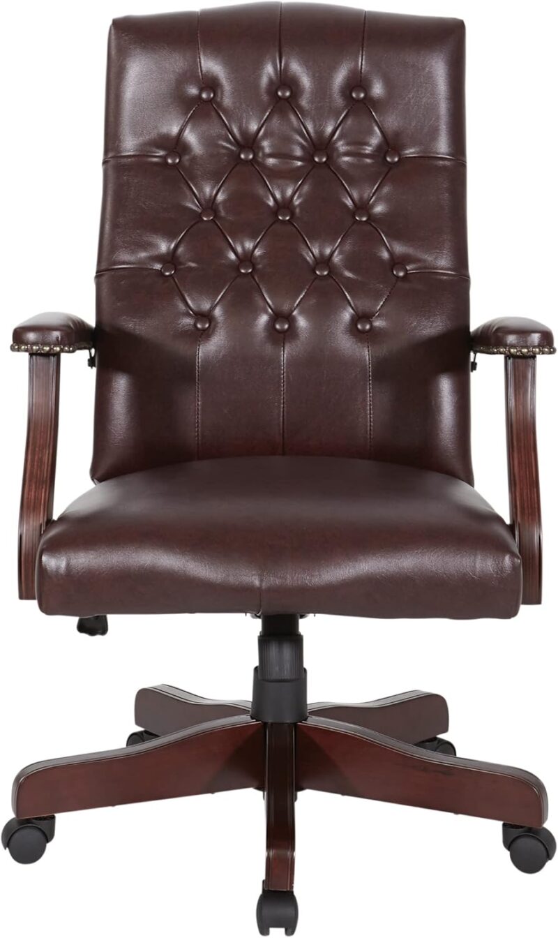 Traditional Tufted High Back Executive Office Chair with Padded Seat and Built-in Lumbar Support,  Vinyl - Image 2