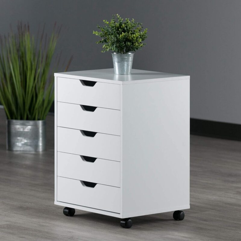 5-Drawer Composite Wood Cabinet, White - Image 2