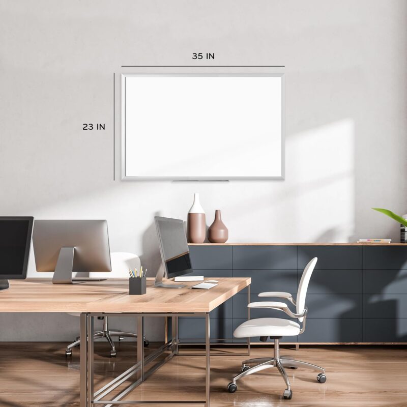 Magnetic Dry Erase Board 35"x23" Silver Aluminum Frame - Image 2